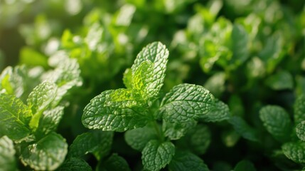 Poster - Closeup of Fresh Green Mint Leaves