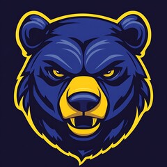 Sticker - Blue and Yellow Bear Mascot Logo Design Illustration