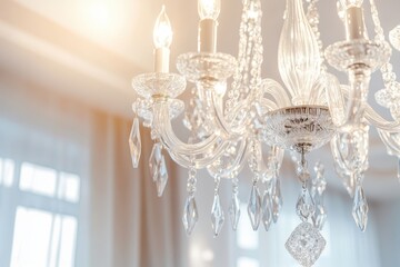 Wall Mural - Minimalistic glamour interior design featuring stylish modern chandelier in creative close up