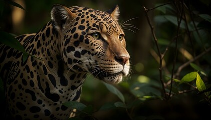 Wall Mural - close up of a leopard in the jungle..