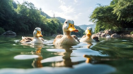 Wall Mural - ducks on the water..