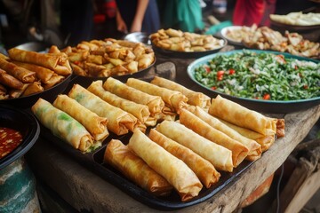 Canvas Print - Semarang s traditional snacks Lumpia or lunpia are filled with bamboo shoots eggs and meat