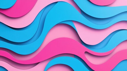 Poster - Vibrant Pop Art Abstract Background with Smooth Blue and Pink Curves for Modern Design Concepts