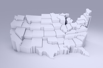 Wall Mural - united states of america map white material render