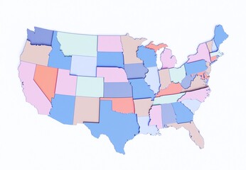 Wall Mural - united states of america map color material render