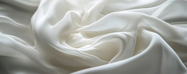 Wall Mural - Silky white fabric folds, delicate texture. Elegance and luxury concept