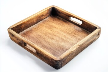 Canvas Print - Single wooden tray on white background