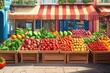 © Sladjana - colorful street market with fruits an vegetables