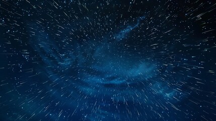 Wall Mural - swirling star trails against a dark blue night sky, minimalist and abstract starry background