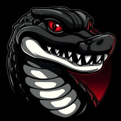 Wall Mural - Black Alligator Head Mascot Logo Illustration