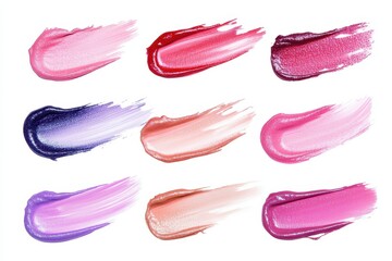 Wall Mural - Variety of pastel lip gloss smears on white background