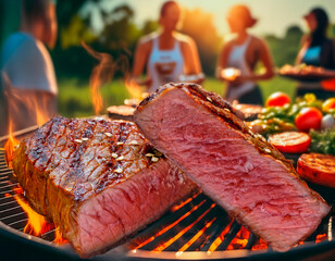 Wall Mural - Picanha, a traditional Brazilian cut of meat, steak grill