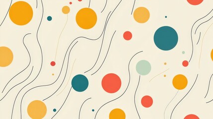 Poster - Whimsical and Colorful Abstract Lines and Circles Seamless Pattern for Playful Design Projects