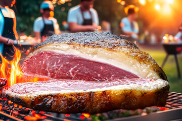 Canvas Print - Picanha, a traditional Brazilian cut of meat, steak grill