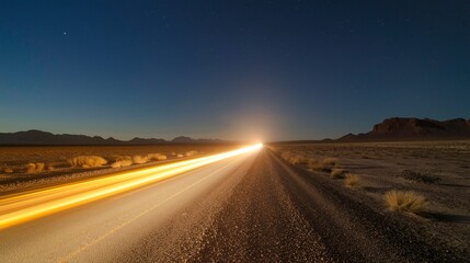 Wall Mural - night view of light coming across the road