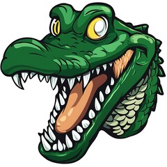 Wall Mural - Cartoon Alligator or Crocodile with Open Mouth and Sharp Teeth