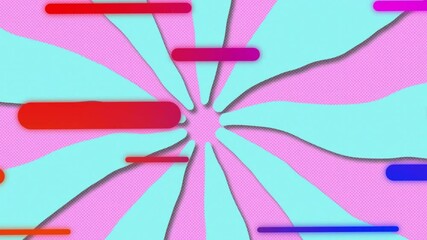 Poster - Animation of glowing neon lights moving over pattern background