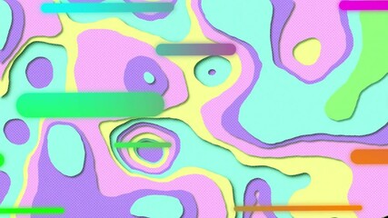 Poster - Animation of glowing neon lights moving over pattern background