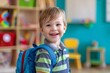 © Andrei - A little boy came to kindergarten with a backpack