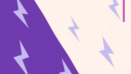 Poster - Animation of moving lightning icons over blue and white shapes