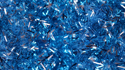 Winter Ocean concept texture: Shimmering tinsel garland texture with a blend of metallic Deep Blue, Turquoise and Silver strands