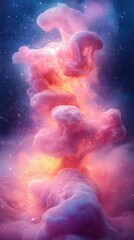 Wall Mural - vibrant liquid color explosion in zero gravity mesmerizing tendrils of pink and red paint collide an