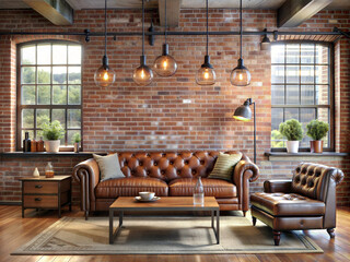 A living room that blends industrial and retro styles