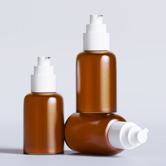 Wall Mural - Realistic 3D render Cosmetic bottle brown color with isolated on background