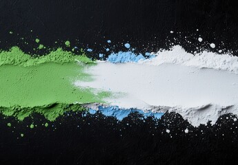 Poster - abstract landscape with green and blue paint splatters