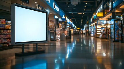 Poster - Sign and Billboard Mockup at duty free shop in departure terminal to promote your business or organization in a unique and eyecatching way : Generative AI