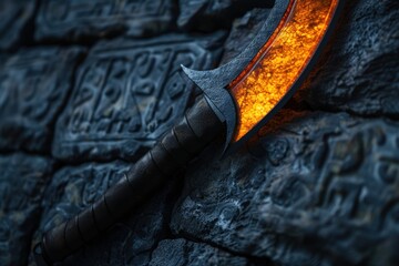 Wall Mural - Glowing Sword Blade in the Dark