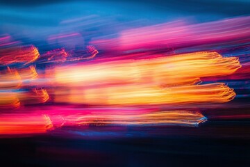 Abstract Light Trails in Red, Orange, and Blue