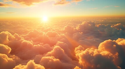 Poster - majestic morning colorful sunlight brush in air heavenly light reflected on fluffy clouds in golden time bright sun beams rays over panoramic view in summer gorgeous season freedom n p : Generative AI