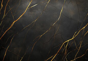 Sticker - Dramatic black and gold marble texture background