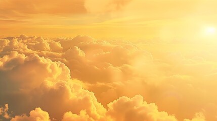 Wall Mural - colorful orange sky at golden hour morning and fluffy clouds with yellow sunlight panoramic nature p