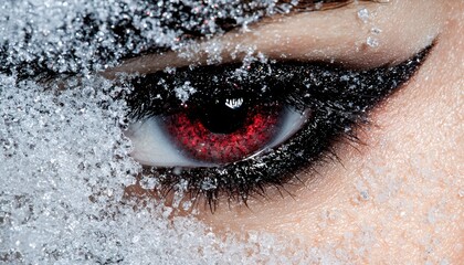 Canvas Print - Closeup of a human eye covered in snow