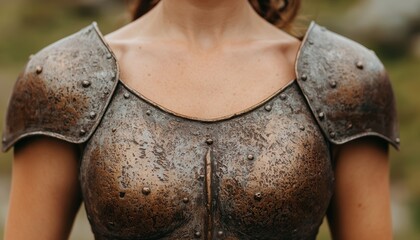 Poster - Rugged medieval armor on a female warrior