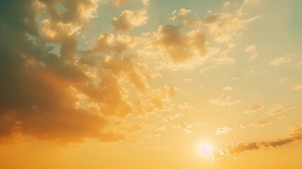 Wall Mural - sunset sky clouds in the evening summer with orange yellow sunlight in golden hour or morning sunris