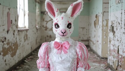 Sticker - Creepy bunny costume in abandoned building