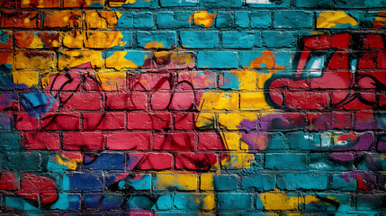Wall Mural - Graffiti wall abstract background, generative ai not real photo, idea for artistic pop art background backdrop. Graffiti Art. Illustration