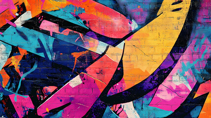 Wall Mural - Graffiti wall abstract background, generative ai not real photo, idea for artistic pop art background backdrop. Graffiti Art. Illustration