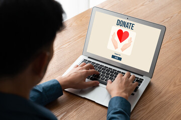 Poster - online donation platform offer modish money sending system for people to transfer on the internet