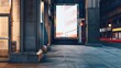 © The Little Hut - Empty billboard outdoor mockup in city center uptown sidewalk : Generative AI