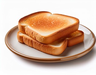 Wall Mural - Toast on plate isolated on white background