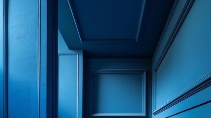 Poster - Blue minimal interior details Ceiling niche architectural background photo : Generative AI