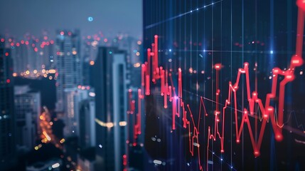 Fototapete - Property values are steadily declining business downturn company stocks fall in value economic crisis the global economy slows down trading drops high risk investments : Generative AI