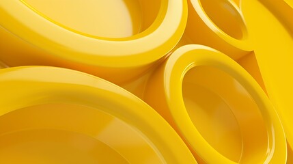 Aufkleber - Geometric 3d yellow abstract background wallpaper with copy space : Generative AI