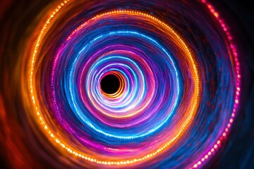 Abstract Circular Lights in Orange, Blue, and Purple Hues