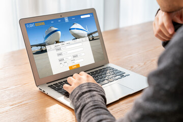 Poster - Online flight booking website provide modish reservation system . Travel technology concept .