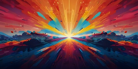 Wall Mural - Abstract background illustrated landscape